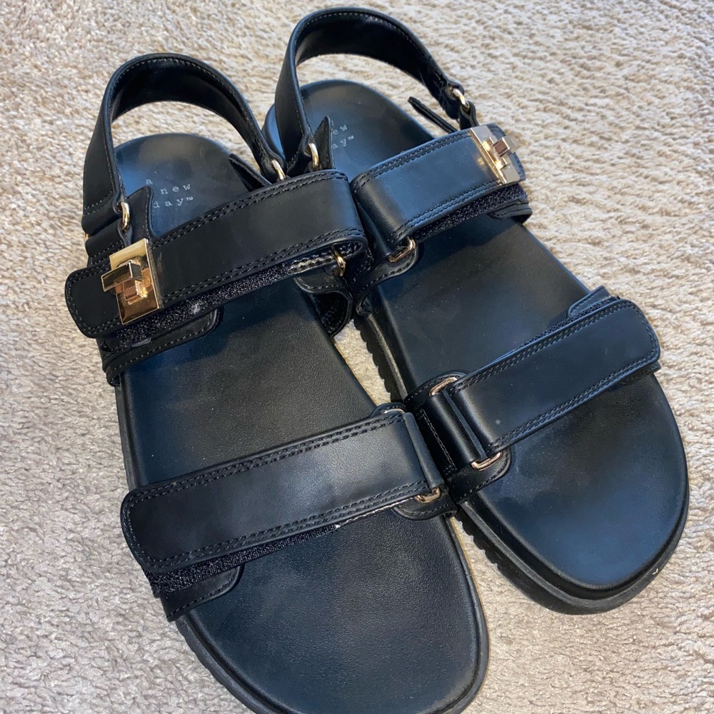 Black & Gold Strappy Sandals